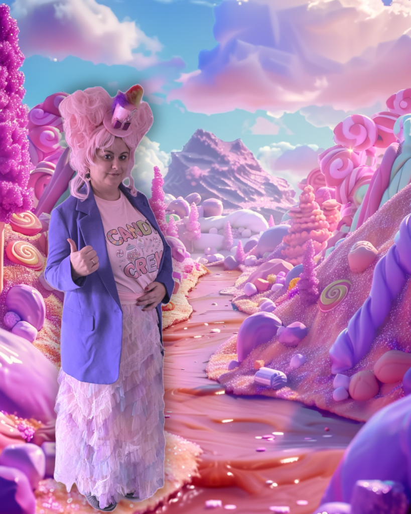 Candy Crew personage voor snoepfeest animatie
